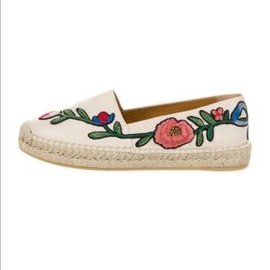 gucci leather floral espadrilles